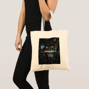 Jeju City Rainy Night South Korea Canvas Tote Bag