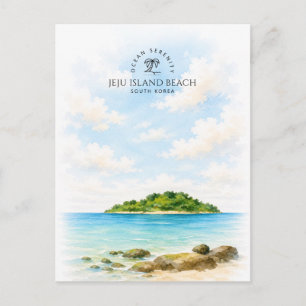 Jeju Island Beach – Korean   Watercolor Travel Holiday Postcard