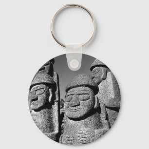Jeju Stone Grandfather Statues Harubang BW Key Ring