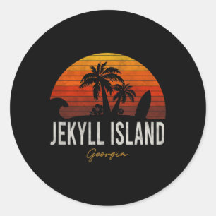 Jekyll Island Beach Georgia Ga Palms Vacation Surf Classic Round Sticker