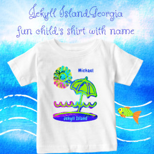 Jekyll Island Georgia Beach Umbrella Sun and Waves Baby T-Shirt