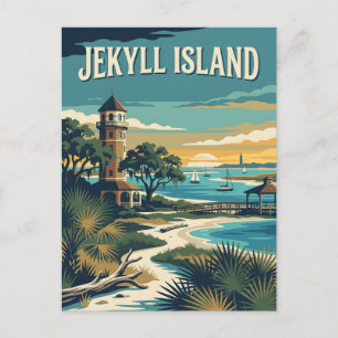 Jekyll Island Georgia Coast Retro Vintage Poster Postcard