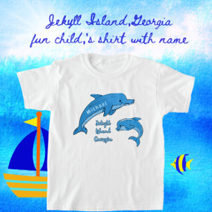 Jekyll Island Georgia Cute Playful Blue Dolphins T-Shirt