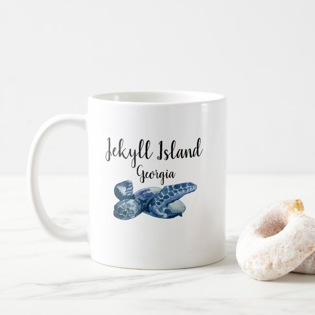 Jekyll Island Georgia Sea Turtle Coffee Mug (With Donut)
