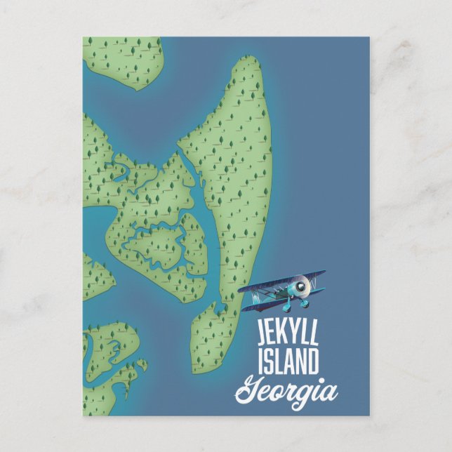 Jekyll Island Georgia USA map Postcard (Front)