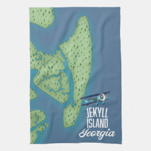 Jekyll Island Georgia USA map Tea Towel