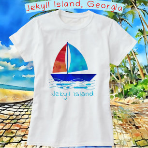 Jekyll Island Georgia Vacation Watercolor Sailboat T-Shirt