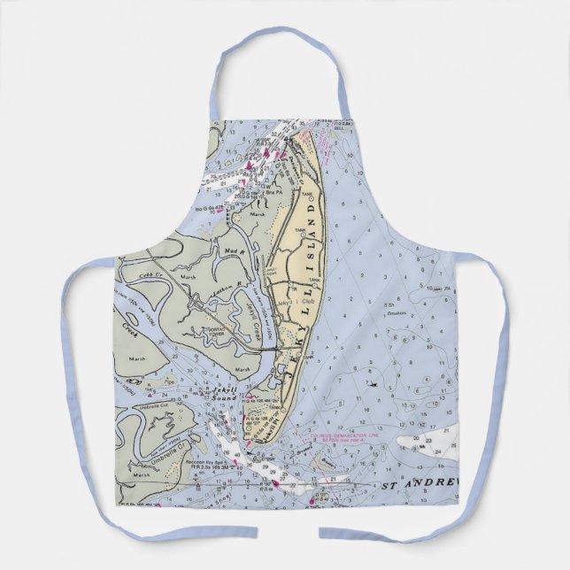 Jekyll Island Georgia Vintage Map Apron (Front)