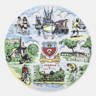 Jekyll Island Landmarks Classic Round Sticker