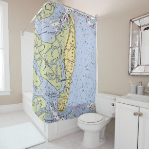 Jekyll Island Nautical Chart Shower Curtain