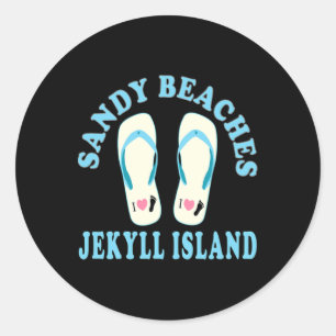 Jekyll Island Vacation Sandy Beaches I Heart Flip Classic Round Sticker