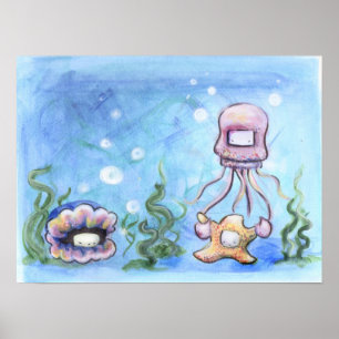 Jelly and starfish poster