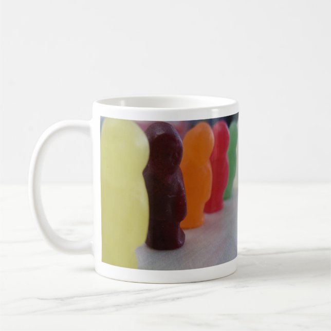 Jelly babies on parade coffee mug (Left)