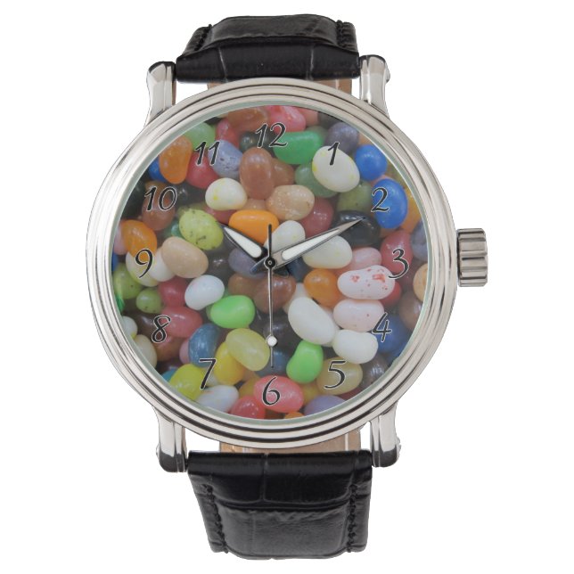 Jelly Bean black blue green Candy Texture Template Watch (Front)