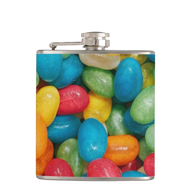 Jelly Bean Candies Colourful Hip Flask (Front)