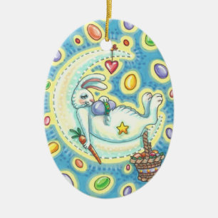 JELLY BEAN DREAMS EASTER BUNNY ORNAMENT Oval