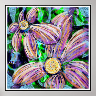 "Jelly Bean Petals" Abstract Floral Black Framed Poster