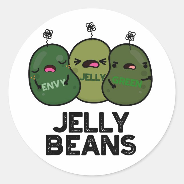 Jelly Beans Funny Jealous Candy Pun  Classic Round Sticker (Front)