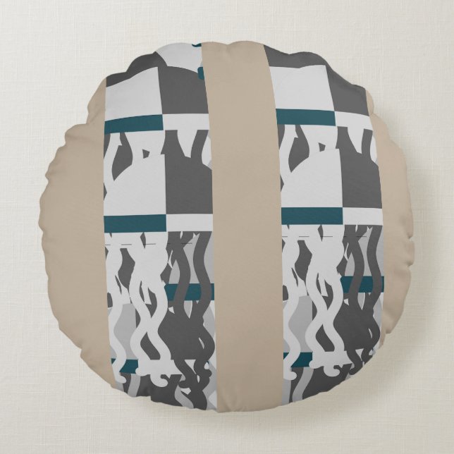 Jelly fish abstract round cushion (Front)