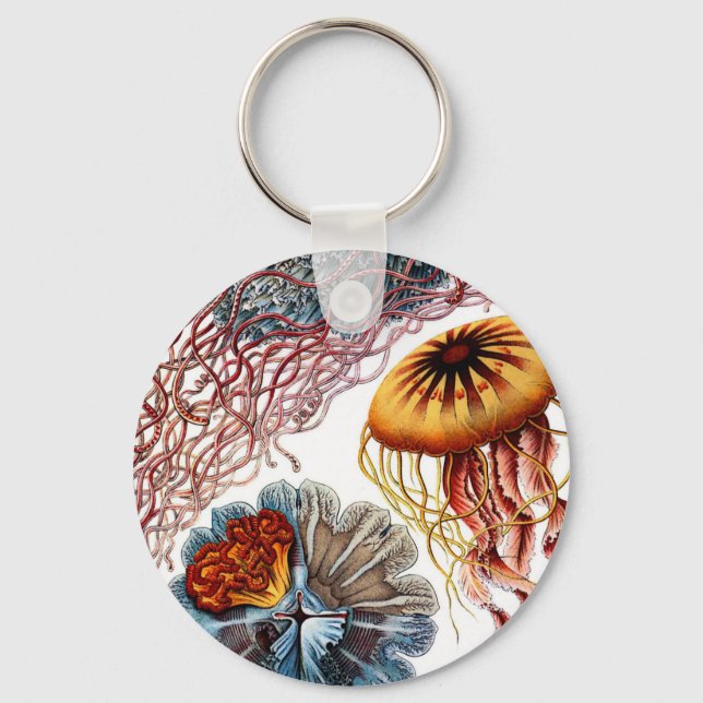 Jelly Fish by Ernst Haeckel Key Ring (Front)