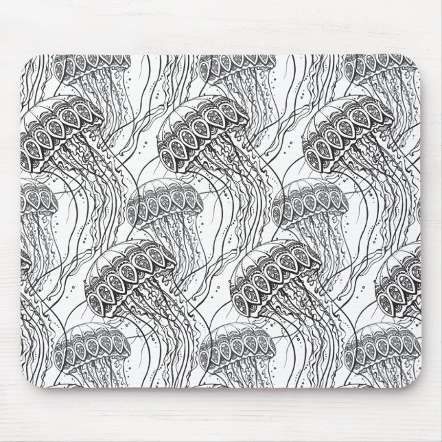 Jelly Fish Doodle Mouse Mat (Front)