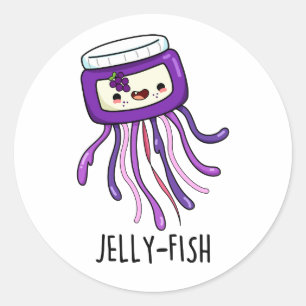 Jelly-fish Funny Jelly Jar Pun Classic Round Sticker