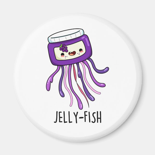 Jelly-fish Funny Jelly Jar Pun Magnet (Front)