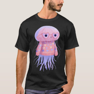 Jelly fish in a sweater wearing heart glasses vale