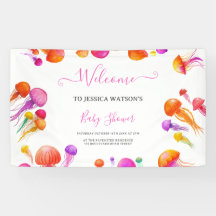 Jelly Fish Pink Yellow Gradient Pastel Baby Shower
