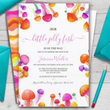 Jelly Fish Pink Yellow Gradient Pastel Baby Shower