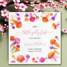 Jelly Fish Pink Yellow Gradient Pastel Baby Shower