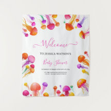 Jelly Fish Pink Yellow Gradient Pastel Baby Shower