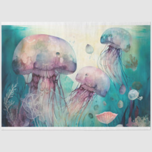 Jelly Fish Watercolor Decoupage Tissue Paper