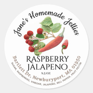 Jelly Label Vintage Homemade Raspberry Jalapeño