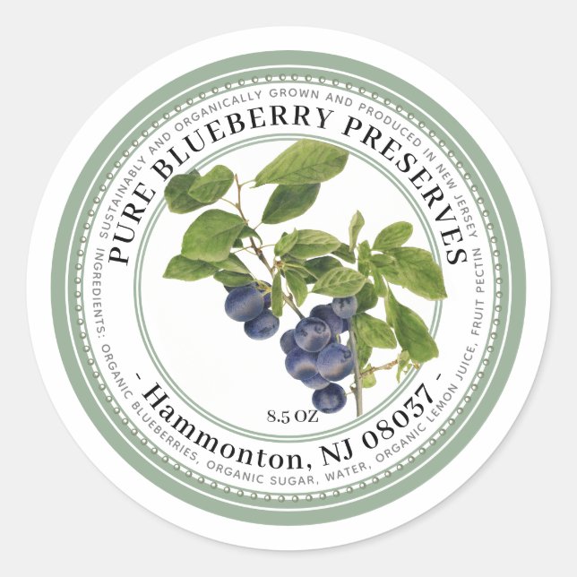 Jelly Label with Vintage Blueberry Illustration (Front)