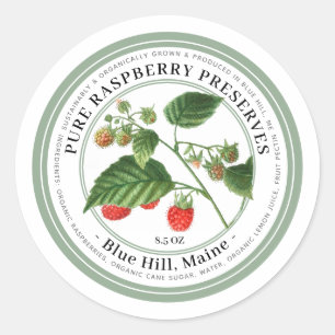 Jelly Label with Vintage Raspberries Illustration