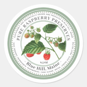 Jelly Label with Vintage Raspberries Illustration