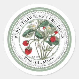 Jelly Label with Vintage Strawberries Illustration