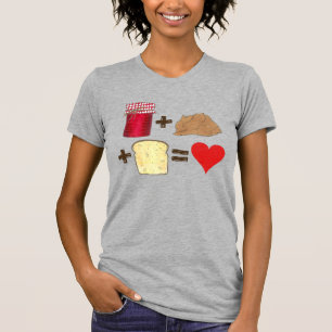 Jelly + Peanut Butter + Bread = Love Heart T-Shirt