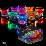 Jelly Shots  Adult Cocktail Birthday Paper Coaster<br><div class="desc">Jelly Shots: A Splash of Neon Magic! Our party coasters are the perfect partners for your neon-themed bash. Picture bright jelly shots on black – it's the recipe for a party that's popping!

Illustration using Ai,  #generativecontent art Created by ©WhimsicalArtwork™ This is part of a complete Birthday Party Suite</div>