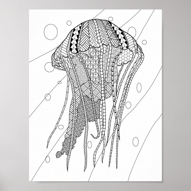 Jellyfish Adult Colouring Poster (Front)
