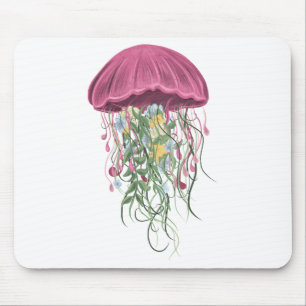 Jellyfish and Flowers Mouse Mat