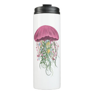 Jellyfish and Flowers Thermal Tumbler