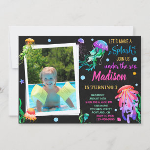 Jellyfish birthday invitation Under the sea invite