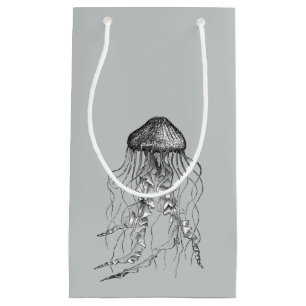Jellyfish Black and White Pencil Drawing Sketch Small Gift Bag