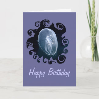 Jellyfish Bright Translucent Blue Birthday Card