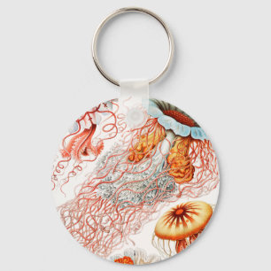 Jellyfish, Discomedusae by Ernst Haeckel Key Ring