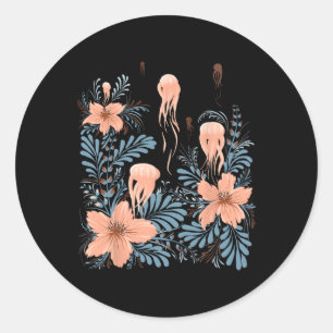 Jellyfish Earth Day Cute Floral Vintage Ukrainian Classic Round Sticker