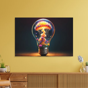 Jellyfish glass bulb glowing surreal fantasy art canvas print