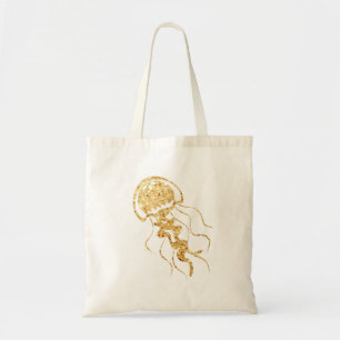 Jellyfish golden shape tote bag